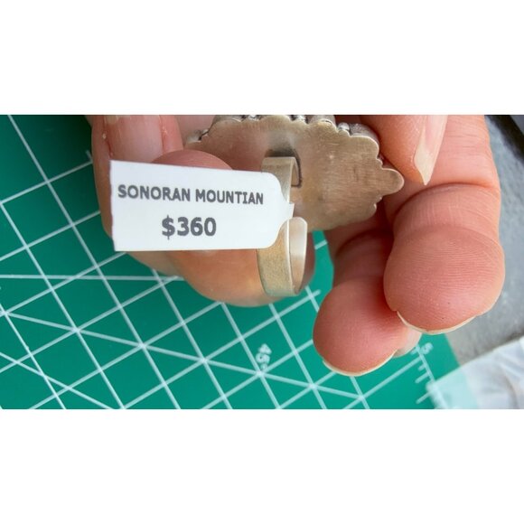 Artisan Sonoran Mountain Turquoise Sterling Silver Cluster Statement Ring Adjust - Picture 5 of 12